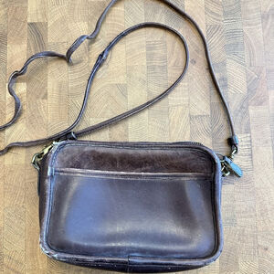 Vtg 1990s Coach 9925 Carnival British Tan Leather Top Zip Small Crossbody Bag